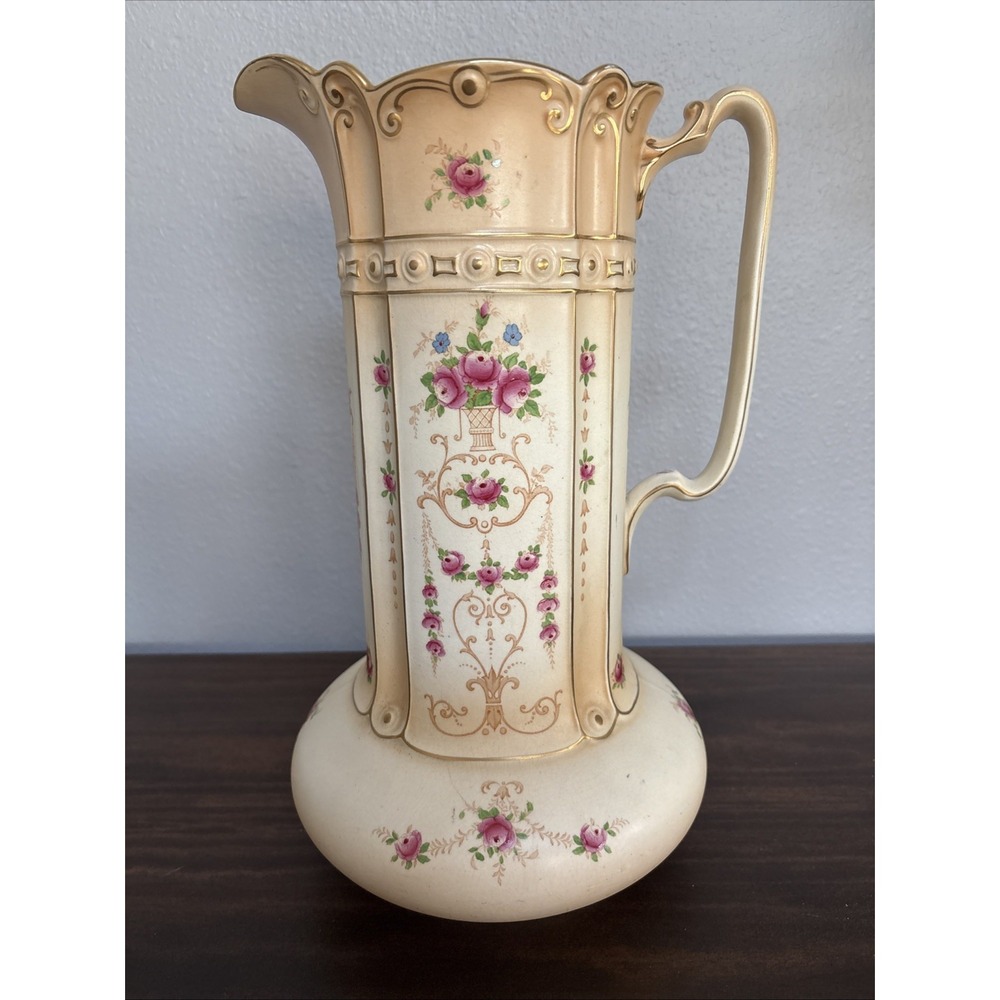 Crown Ducal Ware Floral Pitcher 14"